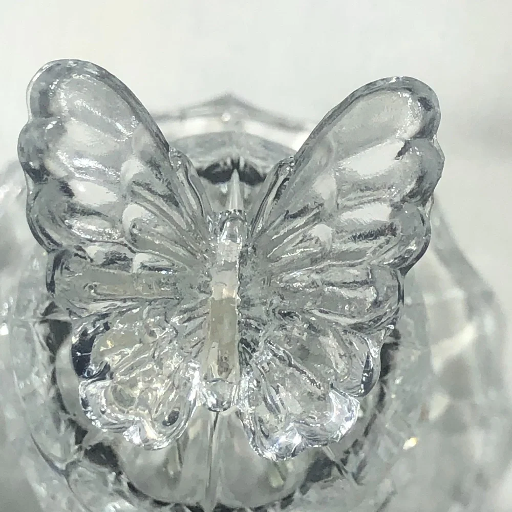 VINTAGE CUT CRYSTAL BELL WITH BUTTERFLY TOP